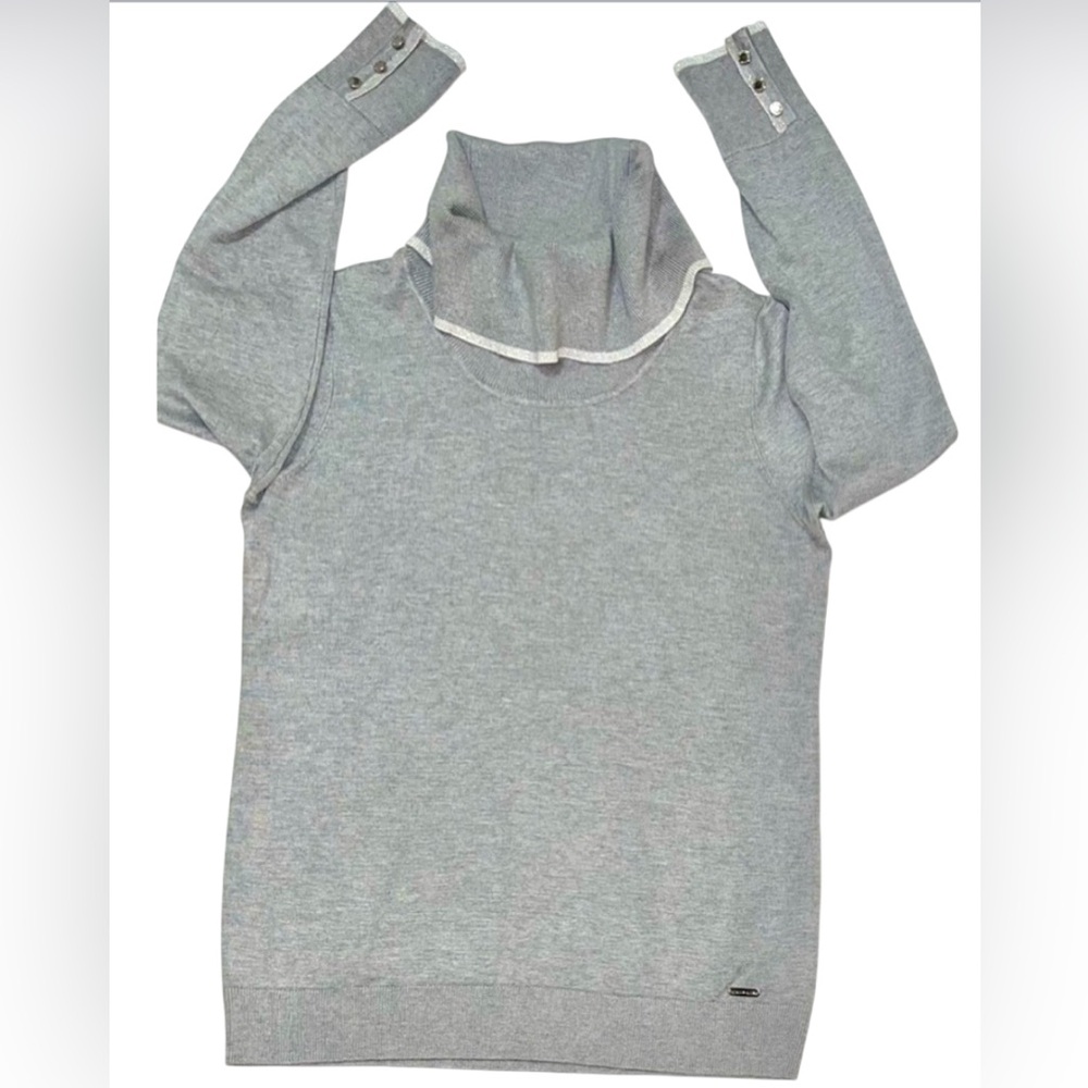 CALVIN KLEIN TURTLENECK SWEATSHIRT WOMEN GRAY COLOR LONG SLEEVE GLITTERY SIZE S*